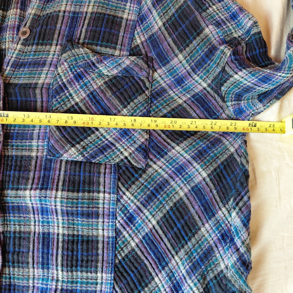 Free People Navy and Green Plaid Button-Down Shirt - Picture 15 of 16